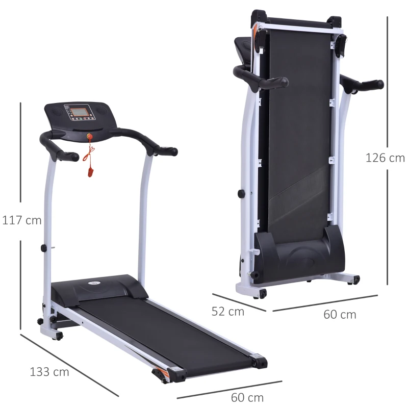 HOMCOM Cinta de Andar y Correr Eléctrica Plegable con 9 Programas Motorizado Pantalla LCD Pendiente Ajustable Velocidad 1-6 km/h Máquina de Correr 60x133x117 cm Negro