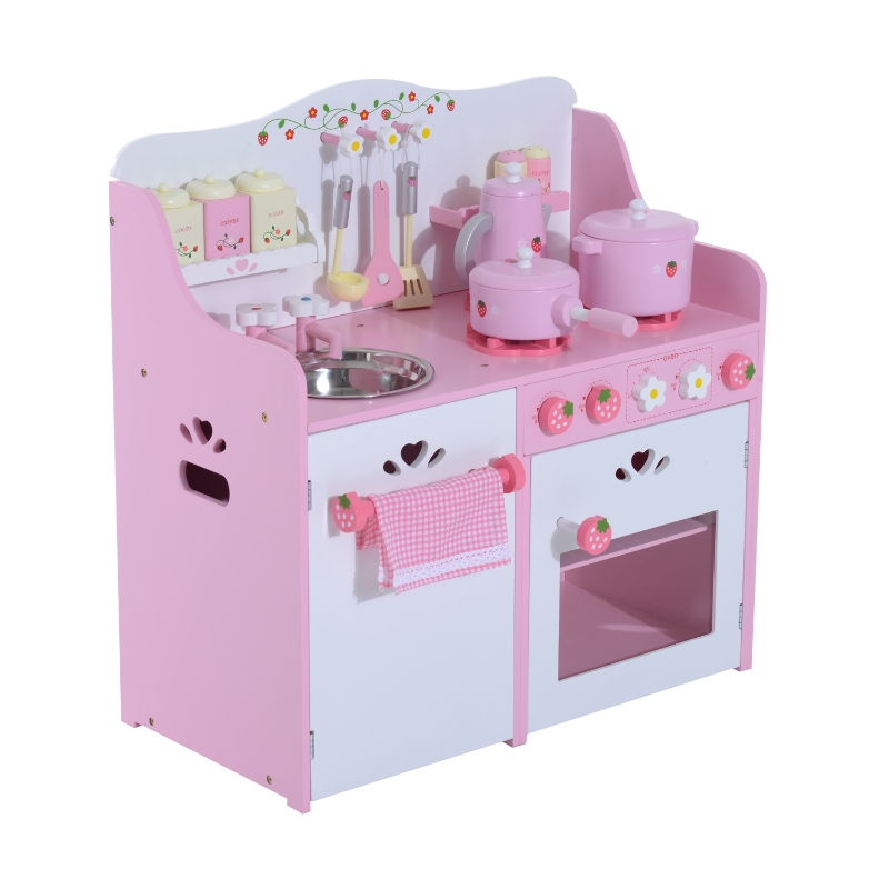 HomCom® Cocinita de Juguete Madera para Niños +3 Años con