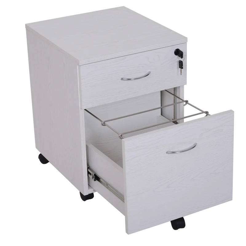 Vinsetto Cajonera Archivador con Ruedas Armario Archivador Móvil Cajonera Madera Seguro para Oficina con Llave para Organizar Documentos en Oficina o Hogar 40x44x54.6cm