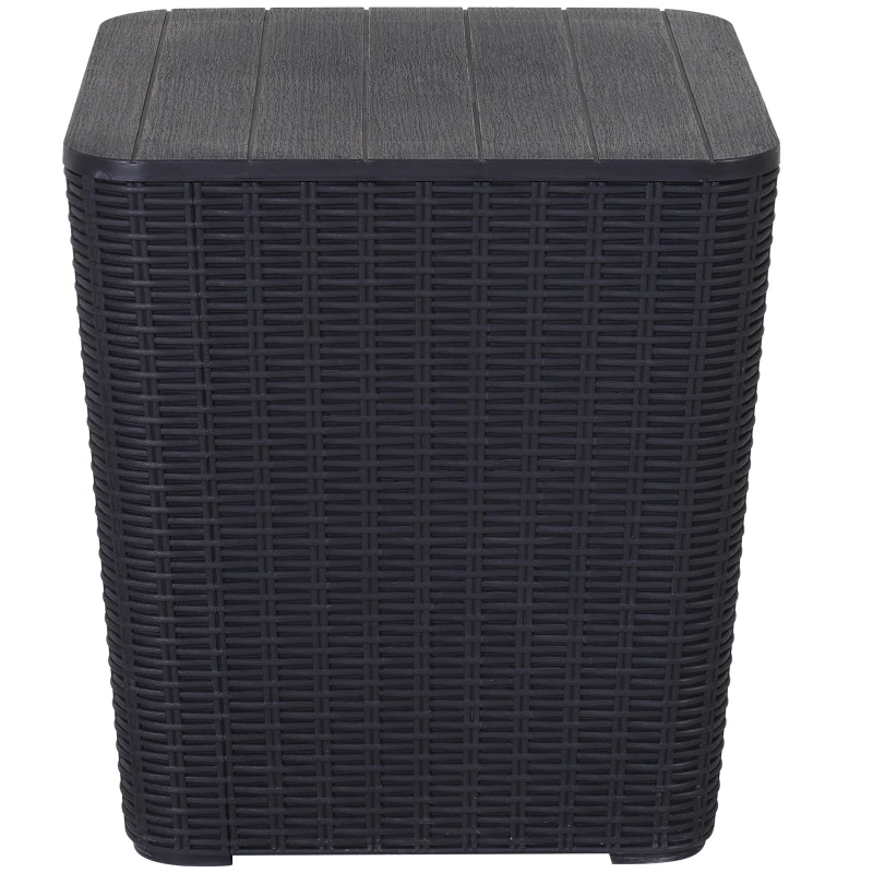 Outsunny 50L Outdoor Rattan-Effect Lift-Top Bar Tea Table Black