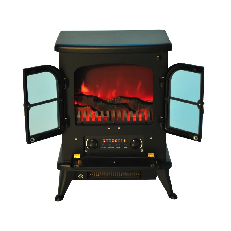 HOMCOM Chimenea Eléctrica con Mando a Distancia con Efecto Llama LED 42,5x28x54 cm Negro