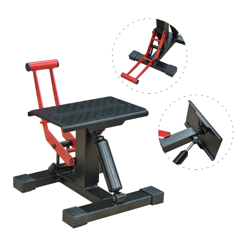 HOMCOM Caballete Elevador Universal Ajustable para Moto tipo Soporte de Motocross para Aparcar o Reparar Amortiguamiento Carga 150kg Acero
