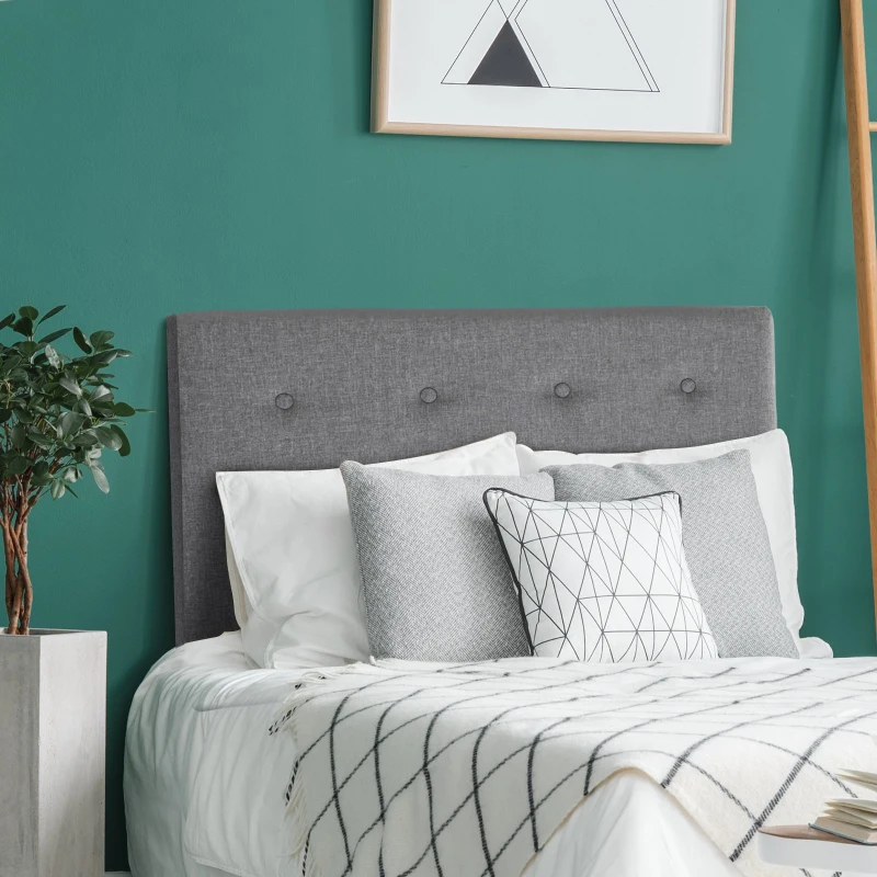 HOMCOM Cabeceros de Cama 90x60cm Cabezal Acolchado de Espuma 8cm de Grosor con Accesorios para Colgar