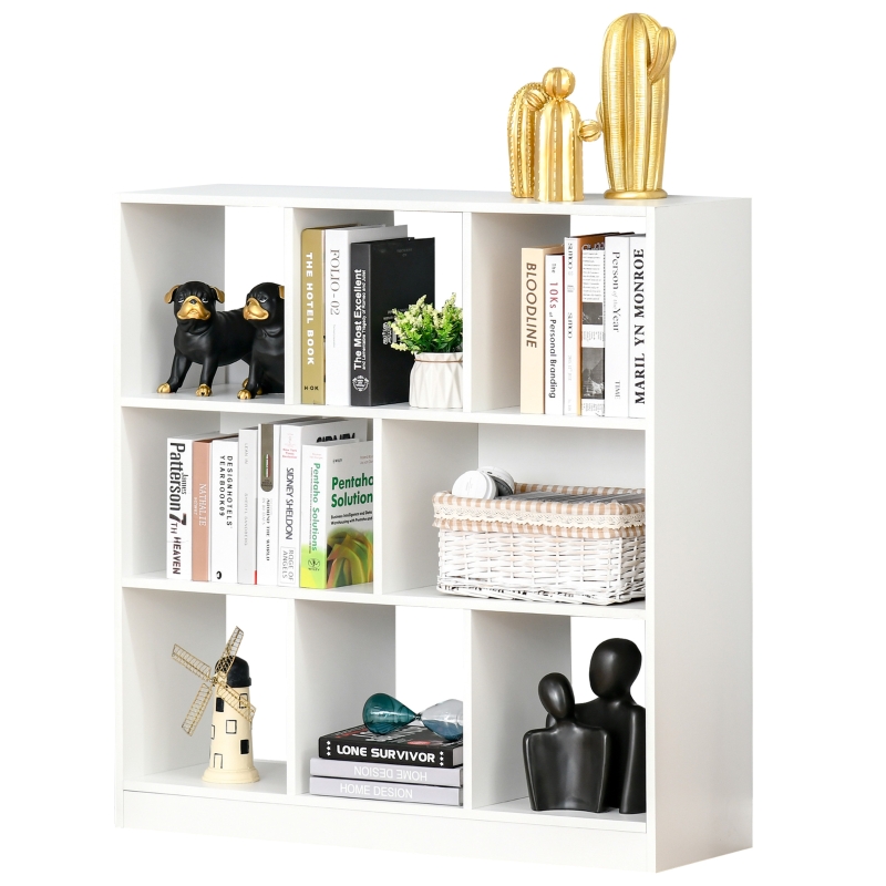 HOMCOM Estantería Librería con 8 Compartimentos Estantería de Exposición Libros Estilo Moderno para Sala de Estar Dormitorio Oficina 97,5x30x100 cm Blanco