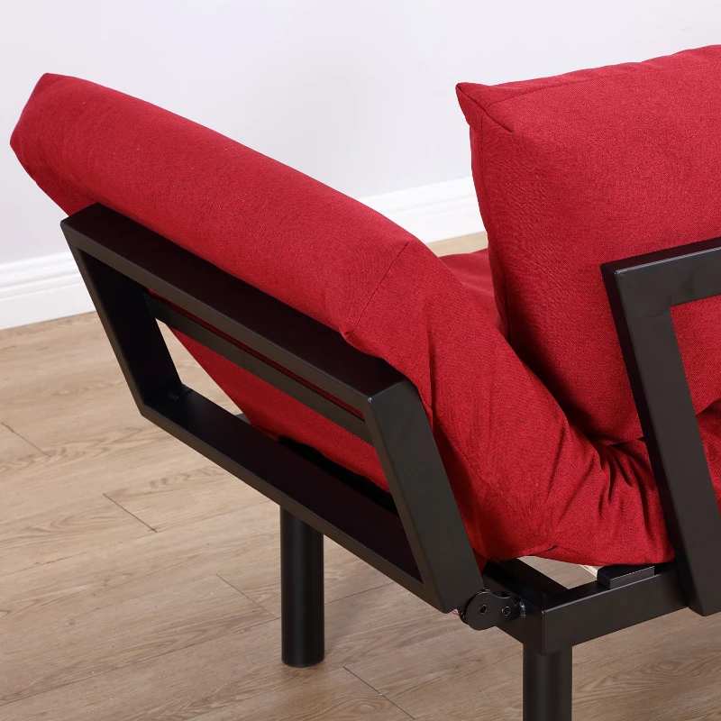 HOMCOM Sofá Cama con Apoyabrazos Reclinable de 5 Niveles Ajustables 166×70×80cm con 2 Almohadas