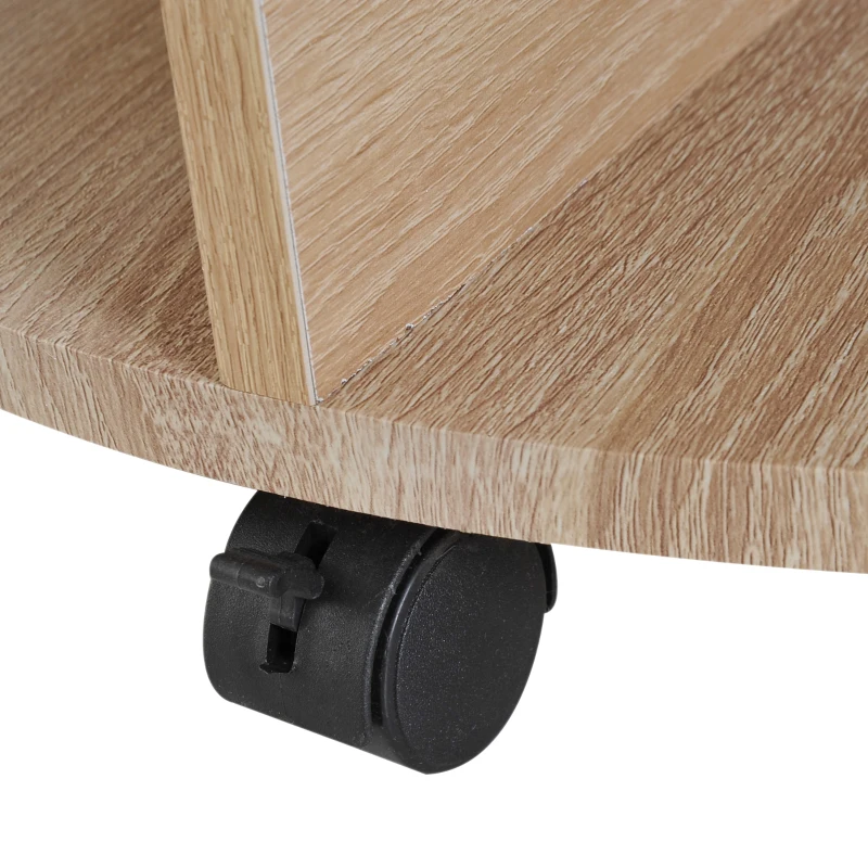 HOMCOM Mesa de Centro Mesita Café Té con Ruedas Mueble Salón Comedor Mesa Auxiliar Estilo Contemporáneo Mesa para Sofá Sala de Estar Φ60x39.5cm