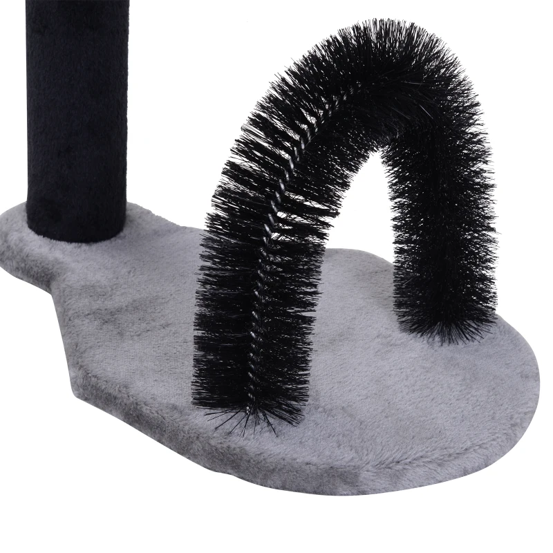 PawHut Columna de Arañazo de Gatos Marco de Escalada de Gato Columna Juguete de Rascado de Gatos con 2 Bolas Pompón de Felpa y Sisal 48x30x52cm