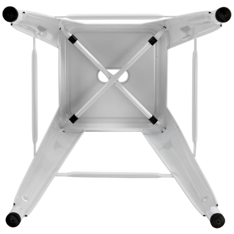 HOMCOM Conjunto de 4 Taburetes de Bar Estilo Industrial Apilables y con Reposapiés Aptos para Interiores y Exteriores 43x43x76 cm Carga Hasta 120kg Color Blanco