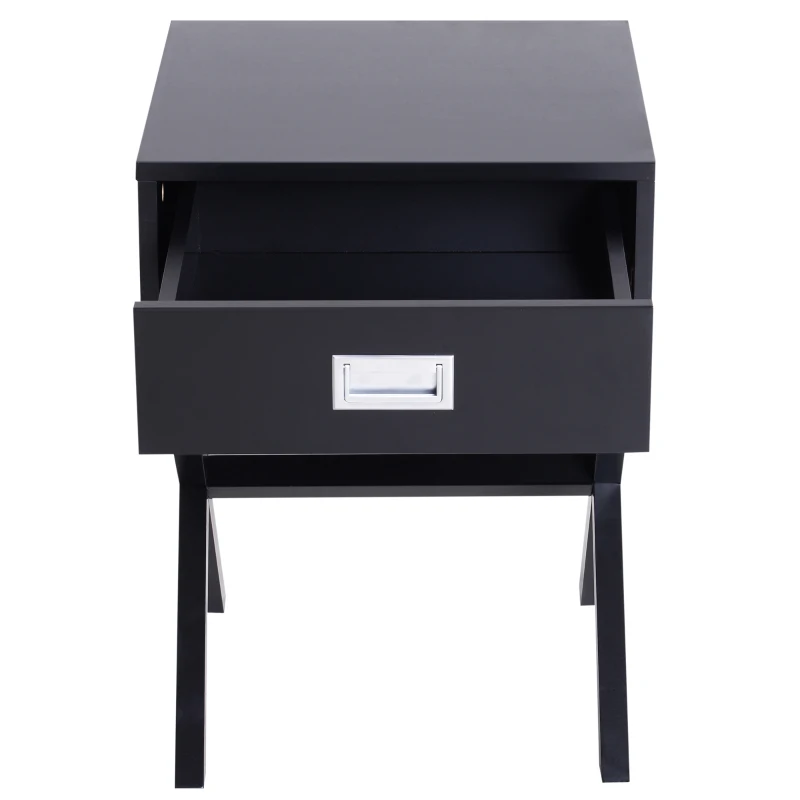 HOMCOM Mesita de Noche Nórdica 1 Cajón Comoda Cajonera Mesilla Mueble para Dormitorio Armario Almacenamiento 40x40x55cm Madera