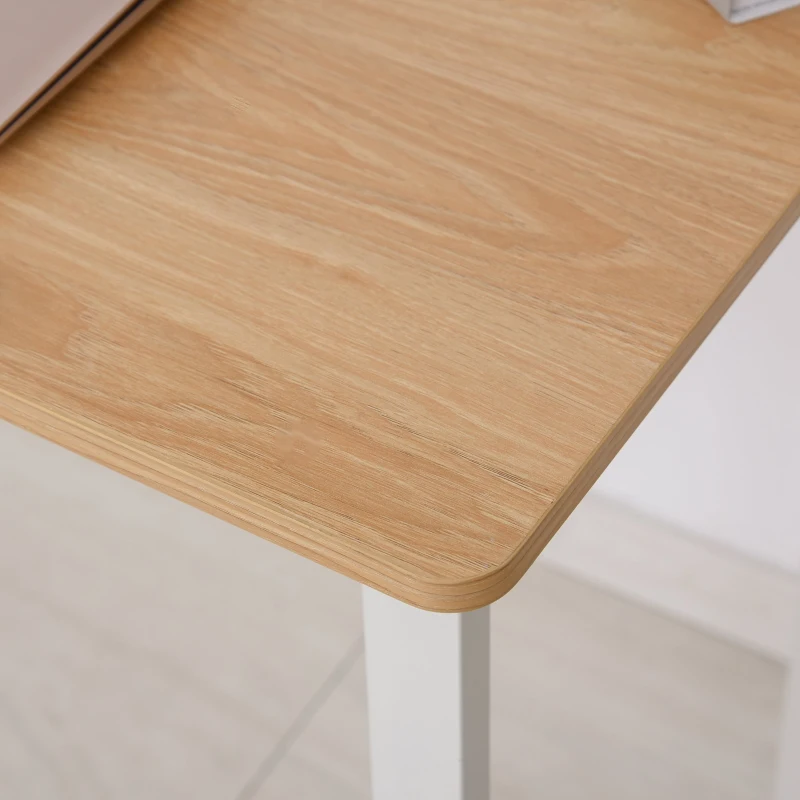 HOMCOM Mesa de Escritorio Mesa para Computadora Portátil Amplio Espacio con Tablero Pequeño Ajustable en Ángulo Barra Adicional 120x55x76cm