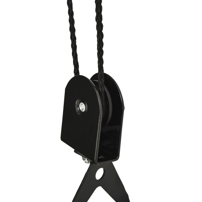 HOMCOM 2 Pares de Elevador para Bicicletas en el Techo Mediante Poleas Cuerdas Ganchos con Altura Ajustable Soporte para Bici al Techo Carga 20 kg Acero Negro