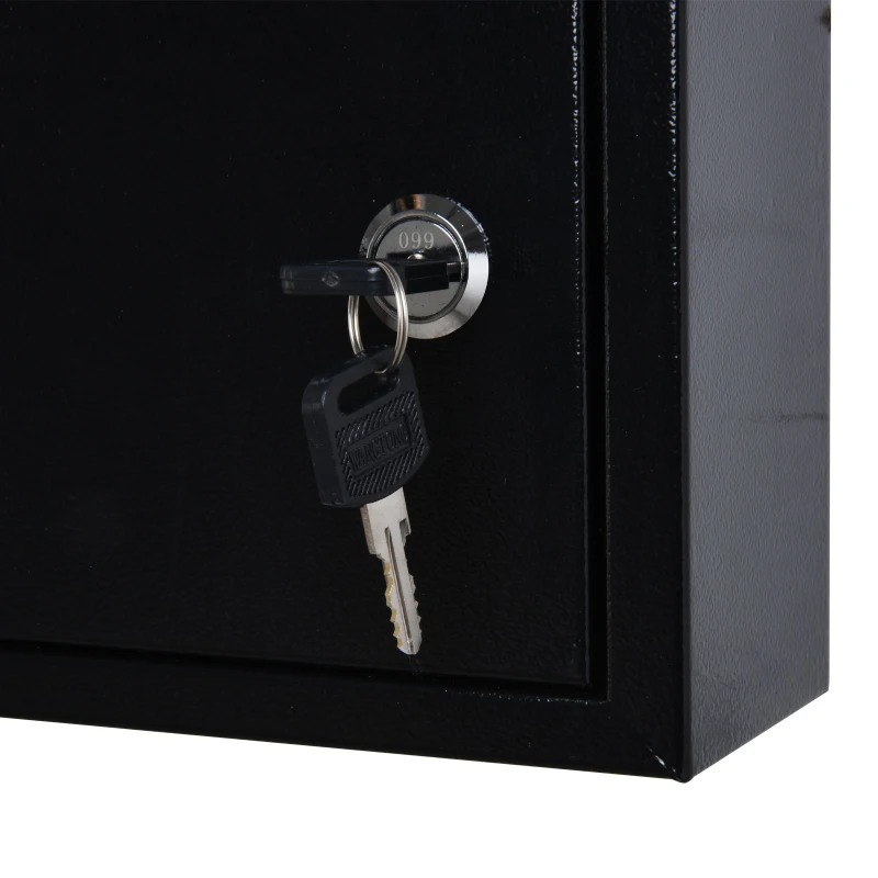 HOMCOM Buzón de Correos de Seguridad Multifuncional Uso Doméstico y Oficinas Bloqueo con 2 Llaves Acero Duradero 25x7,7x18,5 cm Negro