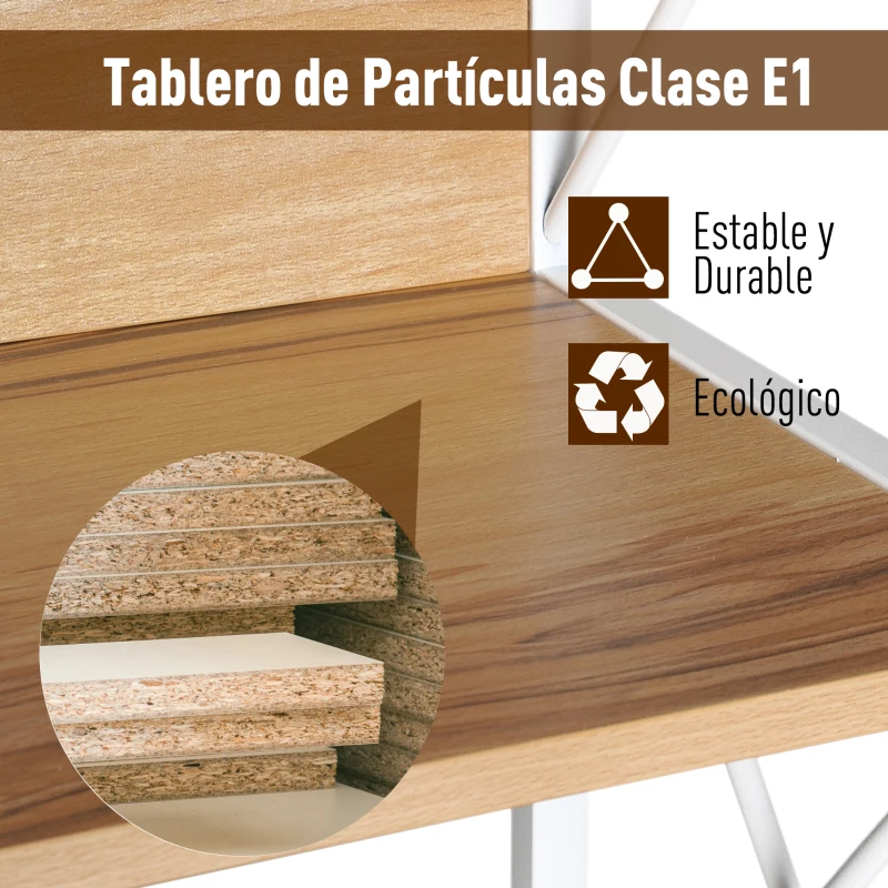 HOMCOM 5 Niveles Estantería de Madera para Baño Salón Multifuncional Librería Organizador Marco Acero Estante de Almacenamiento 40x35x143.5cm