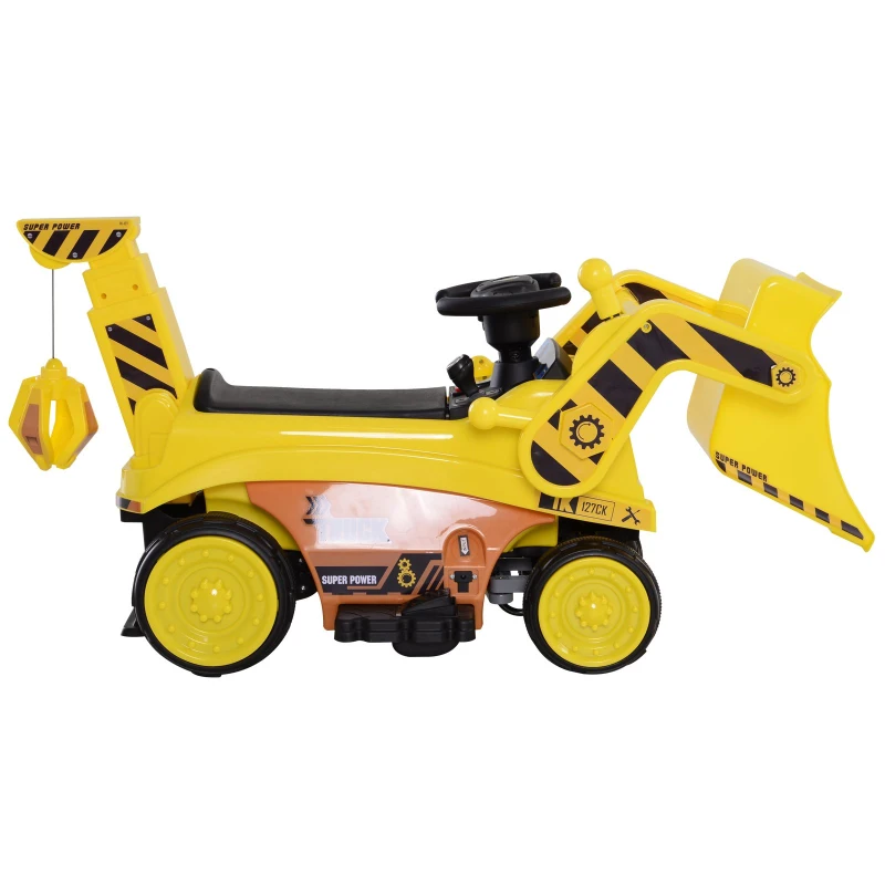HOMCOM Tractor Eléctrico para Niños con Música y Luces Coche Eléctrico con Pala Masiva Batería 6V Carga 30kg 3 Años+