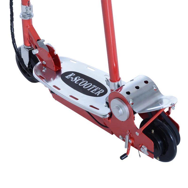 HomCom Patinete Eléctrico Scooter Plegable con Manillar y Asiento Ajustable - Color Rojo - 81.5x37x96cm
