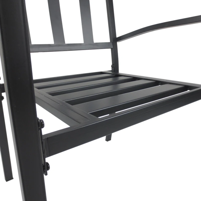 Outsunny® Conjuntos de Mesa y 2 Sillas de Jardín Muebles Comedor Exterior Bistro Café Set Jardín Terraza Sillón Ancho y Cómodo Acero