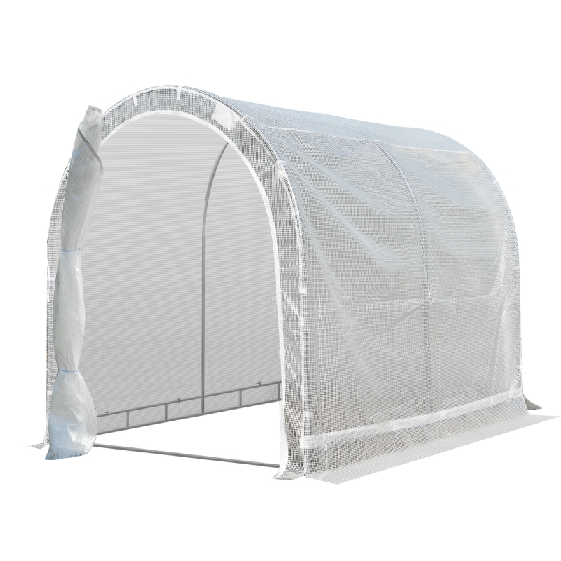 Outsunny Invernadero de Jardín 240x180x195 cm Caseta Tipo Túnel para Cultivo de Plantas Verduras con 2 Puertas Enrollables Acero Verde