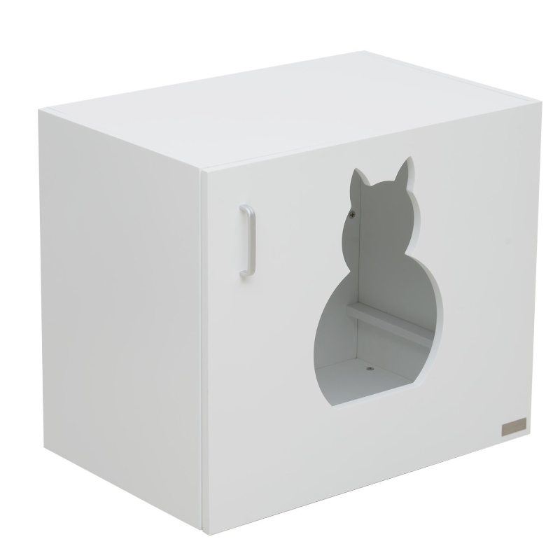 PawHut Arenero Gatos Blanco Madera 60x41x51cm