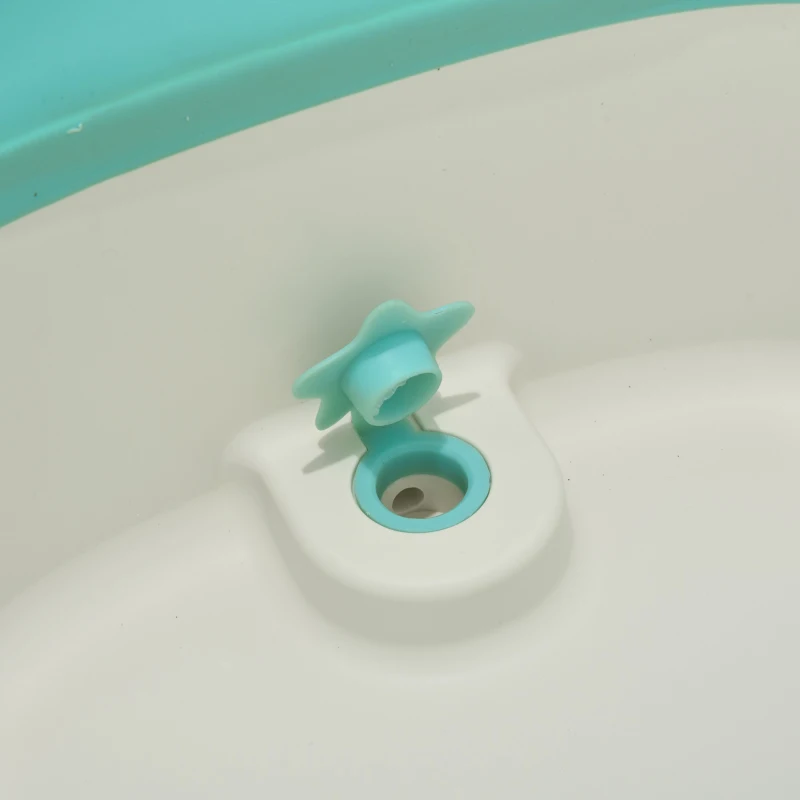 HOMCOM Bañera para Bebé Plegable y Portátil con Recipiente de Champú Palangana y Taburete Set de 4 Piezas de Ducha para 0-3 Años 81,5x60x46,5 cm Verde