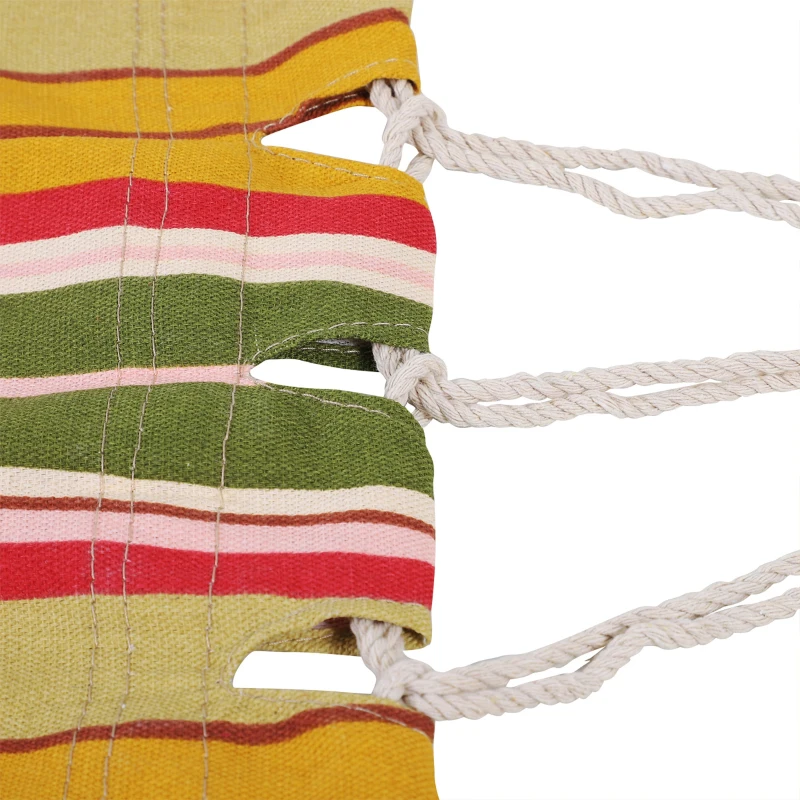 Outsunny Hamaca de Algodón para Jardín 200x100 cm Hamaca Colgante Portátil Carga Máx. 150 kg para Acampar Piscina Camping Rayas Amarillo