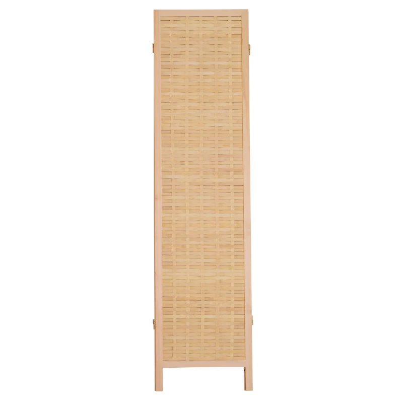 HOMCOM Biombo Separador de Madera Mimbre 4 Paneles Separador de Ambientes Divisor de Habitaciones Dormitorio 180x2x180cm