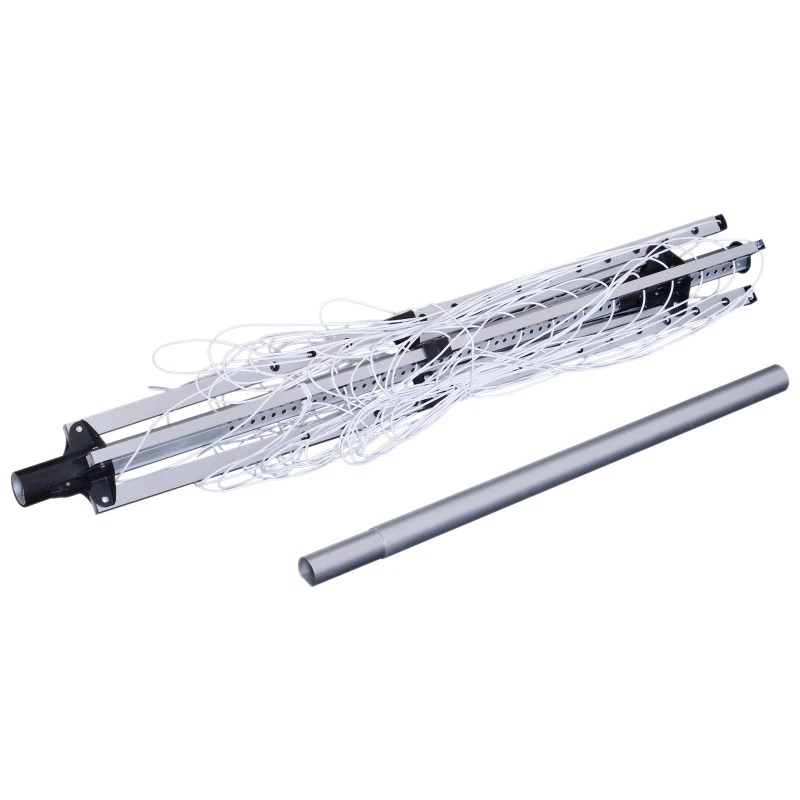 HOMCOM Tendedero Giratorio 50m para Jardín Camping Secador Ropa Plegable Altura Ajusatable 4 Brazos Tenderero tipo Paraguas Aluminio