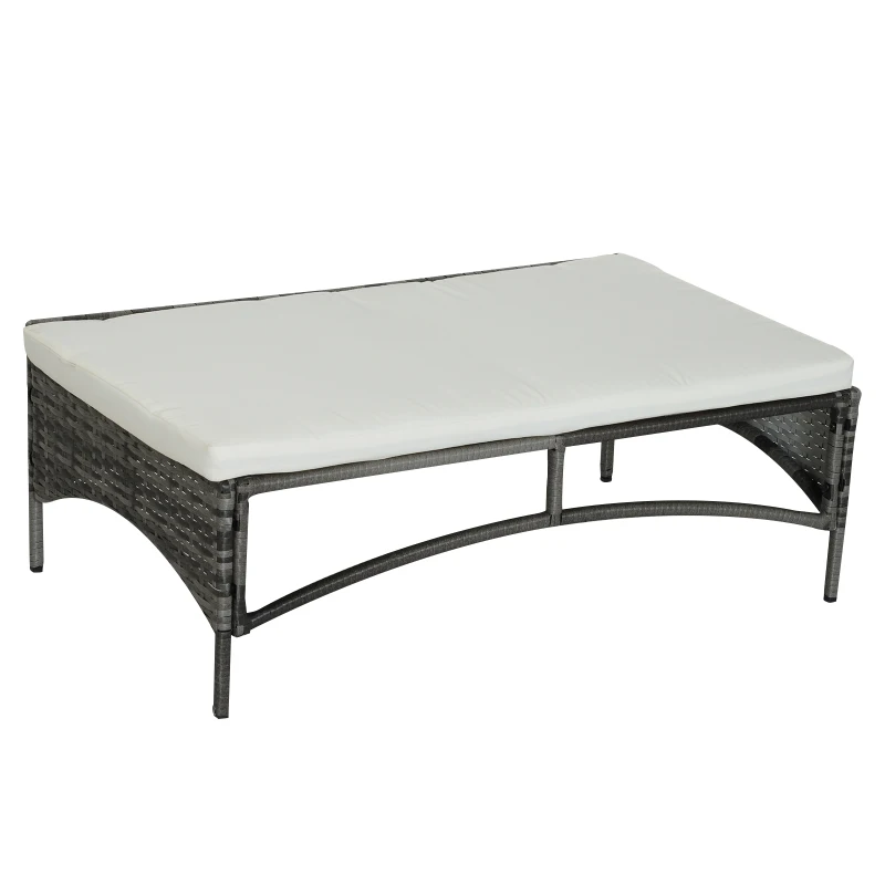 Sofá de Ratán Dos Plazas Sillón Mueble para Jardín Terraza con Reposapiés Extraíble Toldo Cojín Desmontable 126x75x150cm Gris