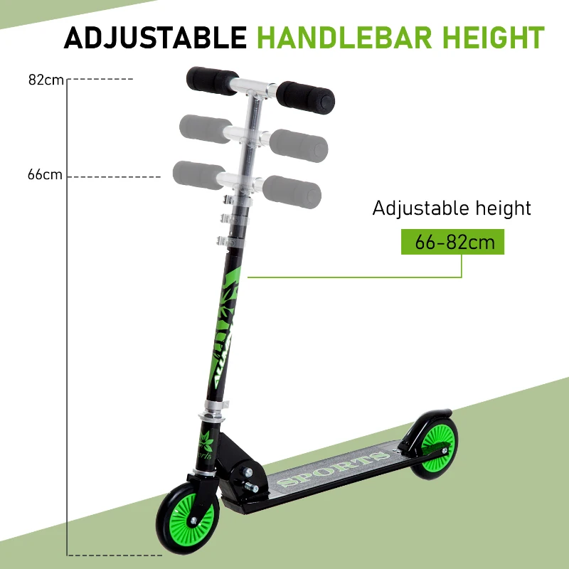 HOMCOM Adjustable Aluminium Kids Scooter-Green