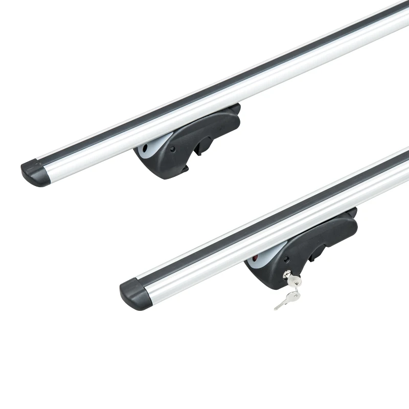 HOMCOM Baca barras de techo aluminio Portaequipajes Adaptable hasta 120cm coche bici ski equipaje