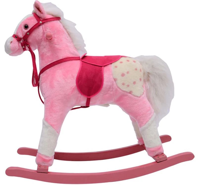 Outsunny - Caballito balancin de peluche Color ROSA para niños a partir de 3 años caballo mecedora