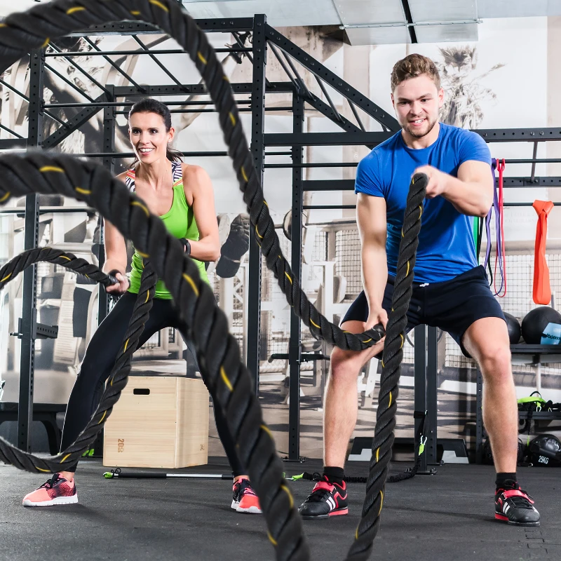 HomCom Cuerda de Batalla Battle Rope para Ejercicio y Formación de Fitness y Crossfit Ф38mm Longitud 15m Material Poliéster Ultra Resistente