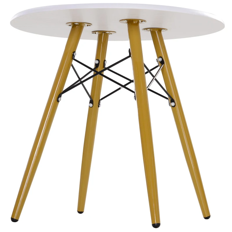 HOMCOM HOMCOM Mesa de Centro Nordico Mesa Auxiliar Redonda de Cocina Comedor Salon Mesa Cafe 60x55cm MDF y Acero Blanco