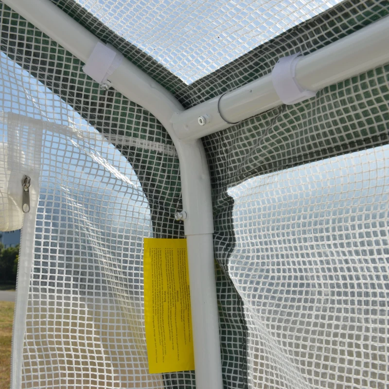 Outsunny Invernadero de Jardín 240x180x200 cm Túnel con 4 Ventanas y Puerta Enrollable para Cultivo de Plantas Flores Verduras Cubierta PE y Marco Acero Blanco