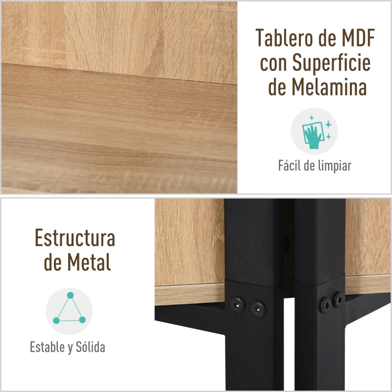 HOMCOM Estantería de 4 Niveles Librería de Diseño Moderno Gran Espacio de Almacenamiento Sistema Antivuelco 90x39x160 cm Color Roble Negro