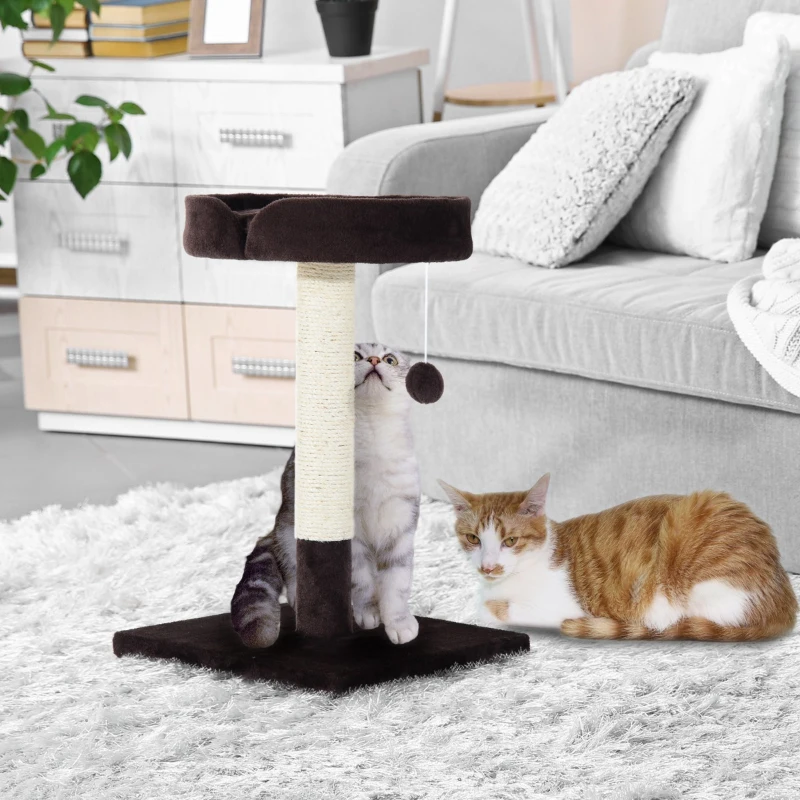 PawHut Rascador Gato 45x45x70cm Centro de Juego Arbol Gatos Cama Poste Arañar Juguetes
