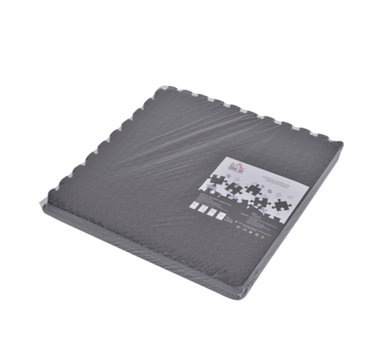 HOMCOM Alfombra Puzzle 6 Piezas Esterilla Protectora de Suelo con Bordes de Espuma EVA de 2,16 m² para Fitness Gimnasio Juego 60x60x1,2cm