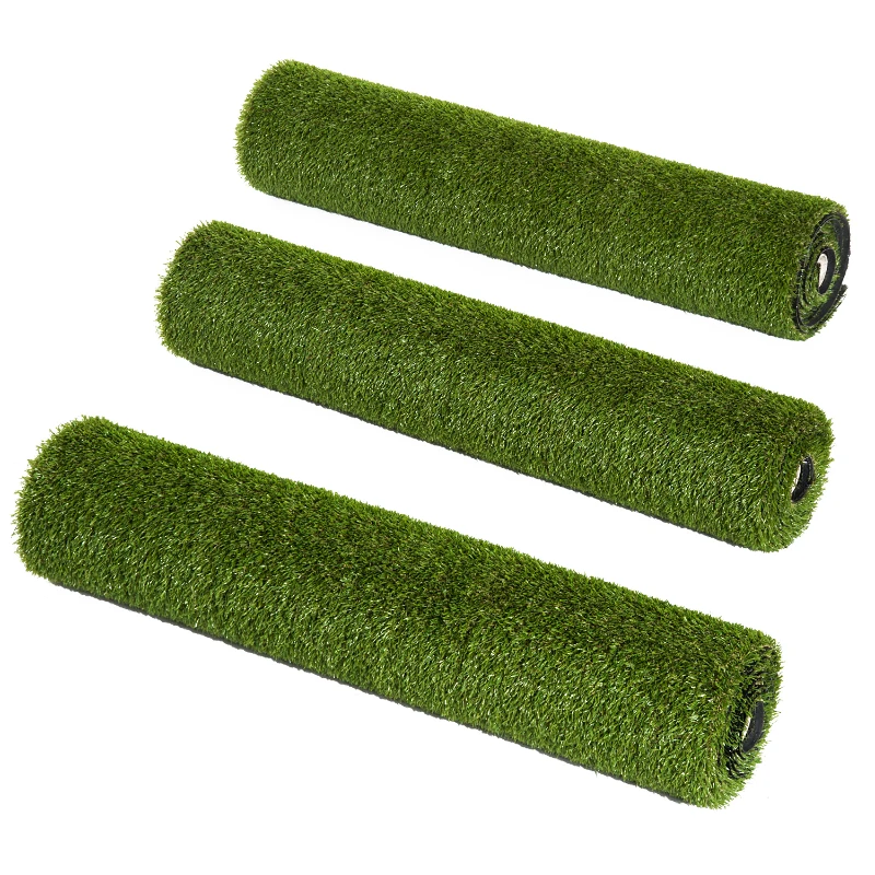 Outsunny Césped Artificial Rollo para Jardín 3 Rollos / Set Terraza Hierba Artificial para Exterior Reciclable Tacto Cómodo Fácil de Limpiar y Guardar 3x1m