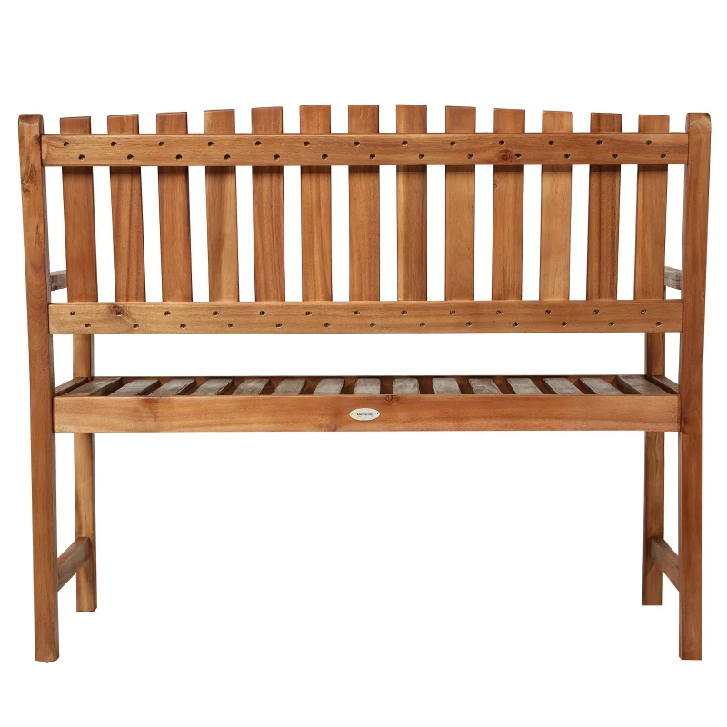 Outsunny Banco de Jardín 120x65x91.5cm Banco para Exterior de Madera de Acacia con Diseño de Listones para Exterior Terraza Patio Asiento Ancho