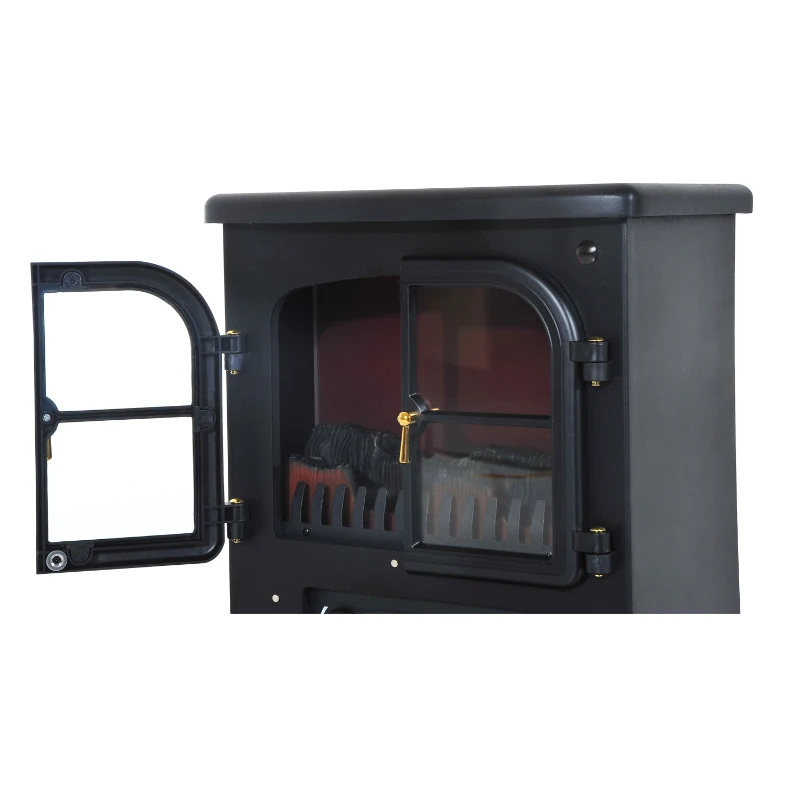 HOMCOM Chimenea Eléctrica con Mando a Distancia con Efecto Llama LED 42,5x28x54 cm Negro