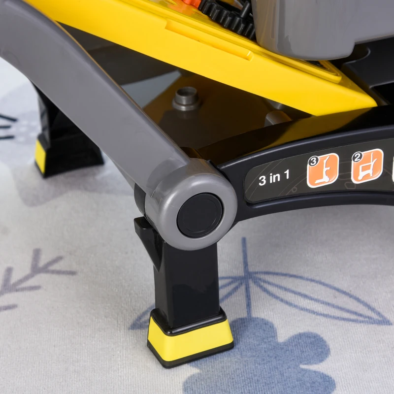 HOMCOM Banco de Herramientas Diseño 3 en 1 para Niños Mayores de 3 Años Juego de Imitación Infantil 60 Piezas 59,7x47x42,5 cm Amarillo y Negro