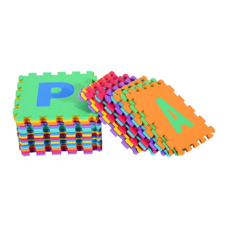 HOMCOM Alfombra Puzle Colchoneta Suave Juego para Niños 36pcs 3.34㎡ Números 0-9 y 26 Letras Alfabeto Goma Espuma EVA