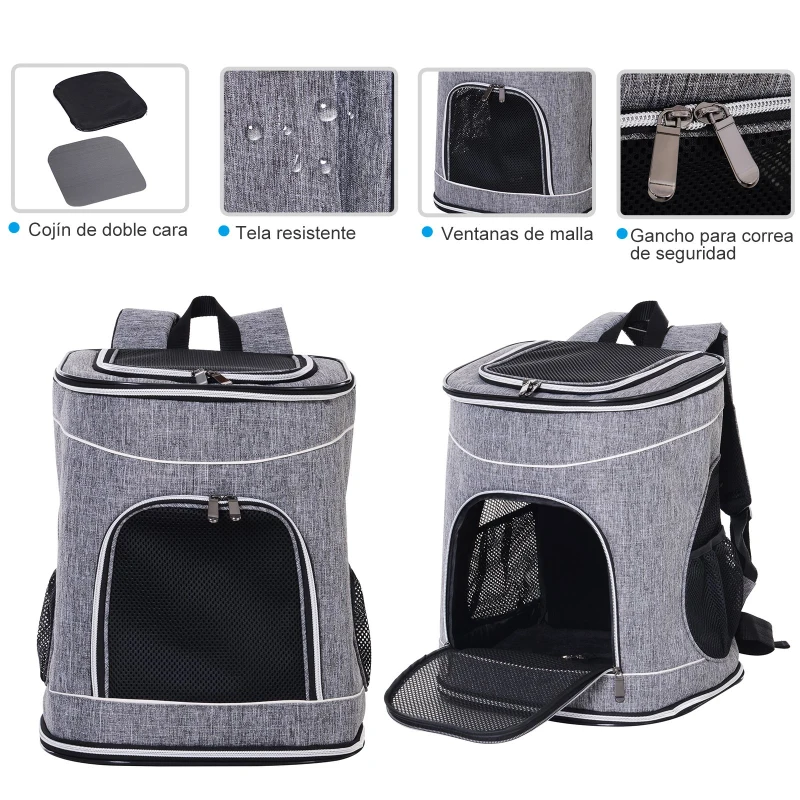 PawHut Transportin Carrito Perro 2 en 1 Mochila Carrito Plegable 35x30x45cm Mascotas Perro Gato