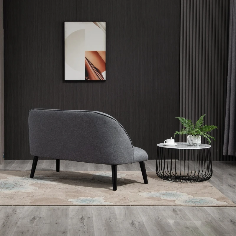 HOMCOM Sofá de 2 Plazas con Respaldo Alto y Patas de Madera Diseño Elegante para Salón Entrada Dormitorio 114x57x70 cm Gris