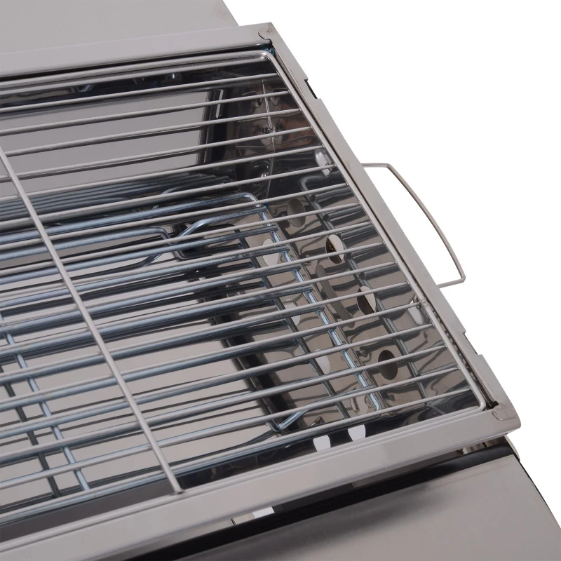 Outsunny 3 en 1 Cocina Portátil Multifuncional del Aire Libre Barbacoa de Carbón Quemador Gas Convertible en Mesa Plegable