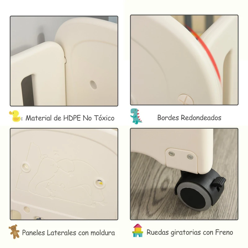 HOMCOM Cuna de Bebé 2 en 1 para 0-6 Años Balancín Ajustable en 2 Alturas hasta 25 kg Convertible en Mecedora con 4 Ruedas y Frenos 107x70x100 cm Beige