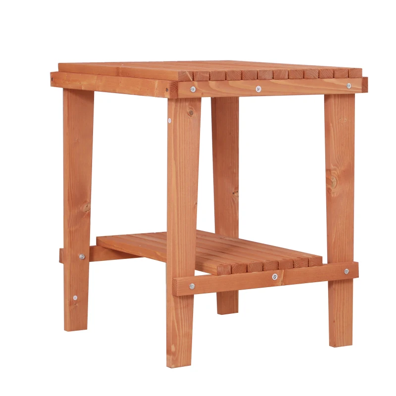 Outsunny Mesa Auxiliar para Jardín con 2 estantes de Madera Mesitas de Café Mesa Lateral para Sofá Salón Dormitorio 50x50x60 cm