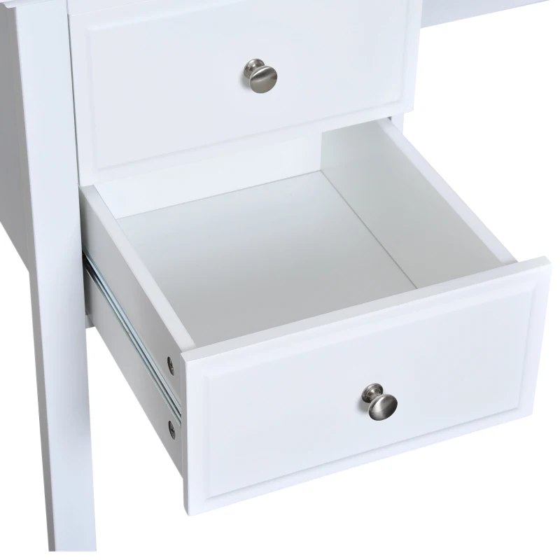 HOMCOM Tocador Mesa Maquillaje con Espejo Giratorio 360° y 2 Cajones Diseño Moderno para Dormitorio 100x40x73cm MDF