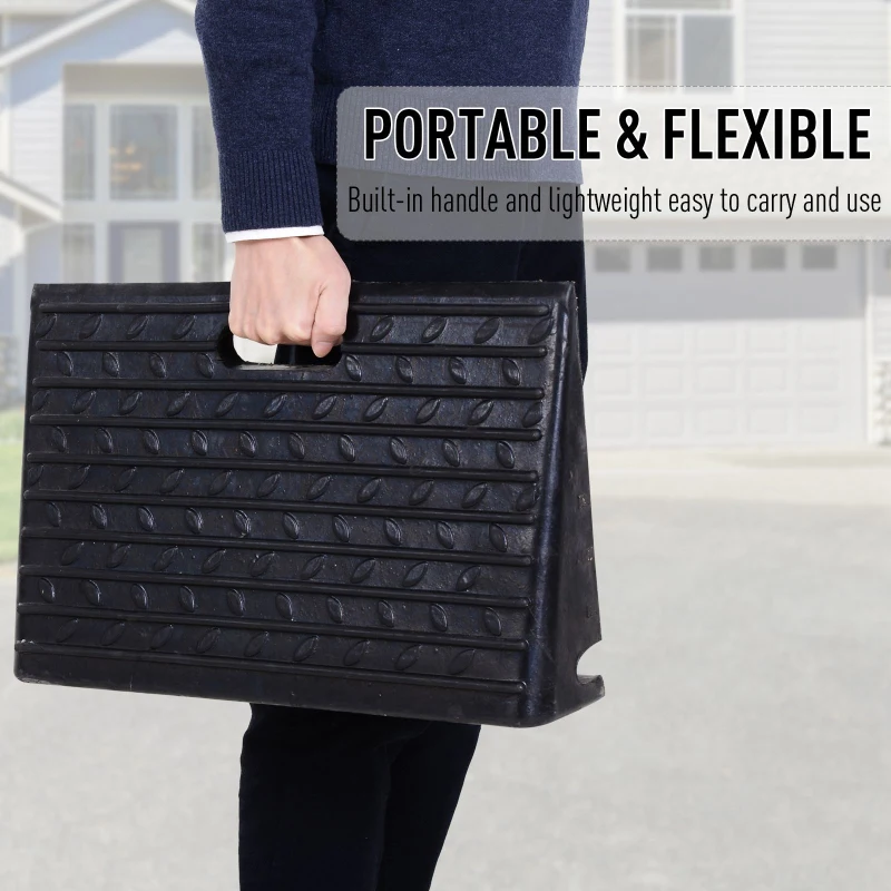 Set de 2 Rampas  para Coche de Caucho Par de Rampas Portátiles de AUTO Hasta 30 Toneladas para Remolques Scooters Carretillas 49x31x10cm