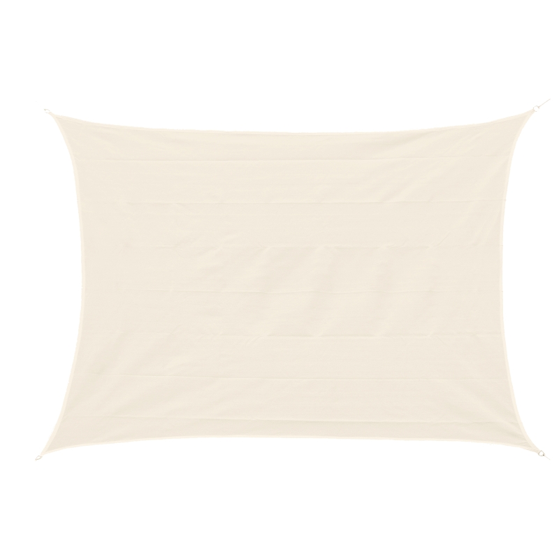 Outsunny Toldo Vela Rectangular 4x6m Toldo parasol Vela de Sombra Protección UV HDPE (polietileno de alta densidad) para Patio Terraza Jardín Color Blanco Crema