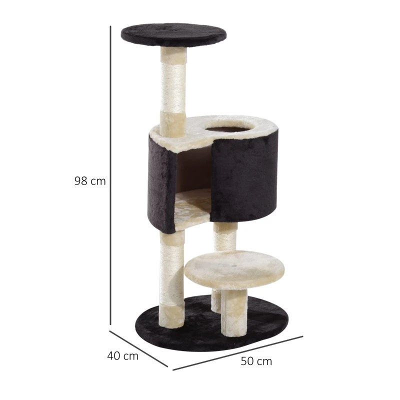 PawHut Arbol Gato Rascador 50x40x98cm Poste Arañar Caseta Cama Pawhut